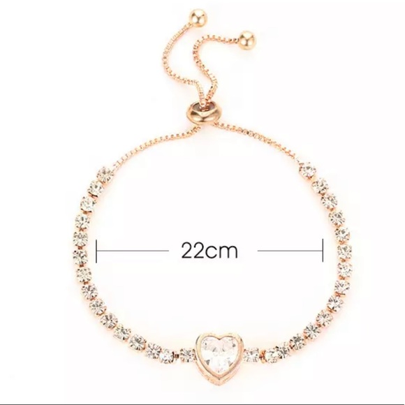 Rhinestone bracelet heart toggle style adjustable crystal diamond y2k glam sexy - Picture 2 of 4